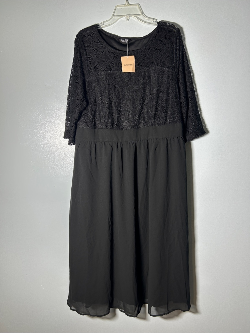 Boomchic Black Lace Bodice Midi Dress